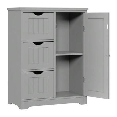 Bathroom Floor Storage Cabinet Freestanding Bathroom Storage W/ 3 Drawers Grey