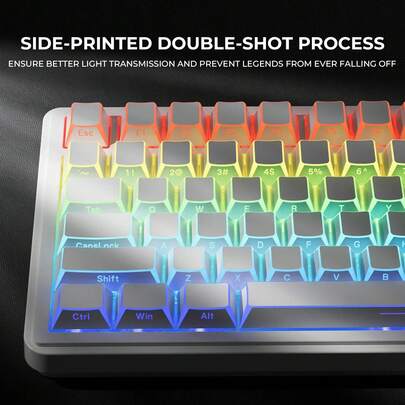 97 teclas Sombra Plegable Tinte Sublimado PBT Keycap Perfil Cherry Impresión lateral Brillo a través de Keycaps para Interruptores MX Teclado de juegos