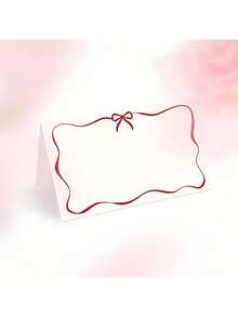 50 tấm thiệp ghi tên trống viền răng cưa, nơ đỏ, thích hợp cho tiệc chiêu đãi, đám cưới, tiệc mừng em bé, tiệc sinh nhật và các dịp khác. - Nhiều màu - Xem 2