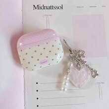 心形图案耳机保护套,心形吊坠耳机套,IMD防震耳机保护壳,适用于 1/2/3/4/Pro - 粉色 - 查看 10