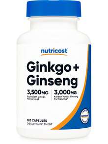 Nutricost Ginkgo + Ginseng Supplement 120 Capsules For 60 Servings Per Bottle - Gluten-Free, GMO-Free - 120 Count - View 1