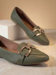 Women's Sneakers Pointed Toe Tresse Olive Green I Embellishment New D - Army Green - View 2