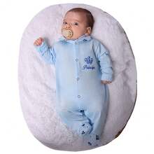 Long Sleeve Romper For Baby Boy With Blue Prince Crown Cap 02 Pieces - 藍色 - 查看 3
