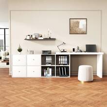 Home Office Desks - White + MDF - View 6