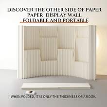 Multifunctional Foldable Kraft Paper Screen Divider With Storage Shelf, Portable, Versatile In Design, Easy To Store, Perfect For Living Room, Office, Shopping Mall, Beauty Salon And Other Places. - White - View 8