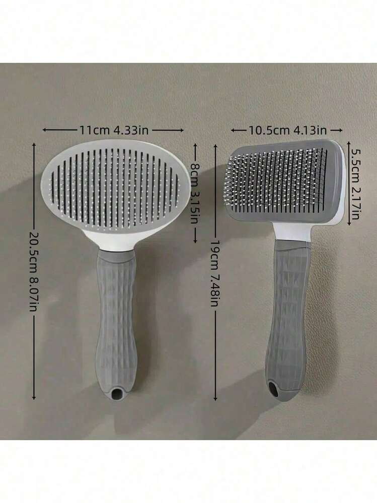 1pc One-Key Hair Removal Self-Cleaning Brush - Grey - View 2