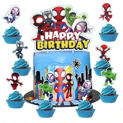Hasbro Décorations de cupcakes sur le thème des super-héros, décoration de fête d'anniversaire