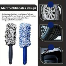 Bộ 2 chổi vệ sinh bánh xe, tay cầm ngắn xoay 360°, sợi siêu mịn, không làm trầy xước bề mặt xe, tay cầm bằng nhựa bền, không gây trầy xước, không cần pin. - 2 cái màu trắng - Xem 7