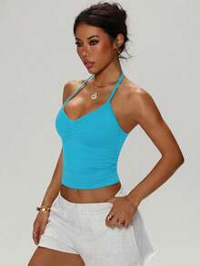 Áo tank top yoga nữ, áo thể thao không tay, mềm mại, thoáng khí, thích hợp cho tập luyện thể dục, tập gym, chạy bộ. - Màu xanh lam - Xem 5