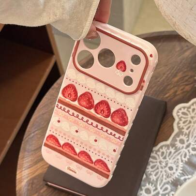 Kavenfort Strawberry Patchwork Apple 17 Pro Max Phone Case, Suitable For IPhone 16, Also Fits 15, Highly Aesthetic Appeal For Girls, 13 Soft Case, 14 Sweet Oil Painting Style, Girly, Creative, Geometric, Art, Fresh And Simple, Contrast Color Style, Niche, Ins Style