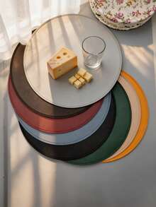 1pc Round PVC Placemat, Washable, Easy To Clean, Wipe-Clean, Non-Slip, Heat-Resistant, Dining Table Mat, Sweet Nostalgia, Elegant Placemat, PVC Dining Mat, Table Setting, Kitchen Dining Pad, Room Decor, Holiday Wedding Party Decor - Black - View 3