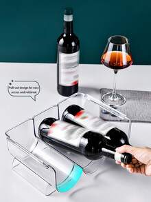 1pc/1/2/3-Tier Stackable Refrigerator Red Wine Whiskey Vodka Brandy Clear Display Storage Rack - Clear - View 6