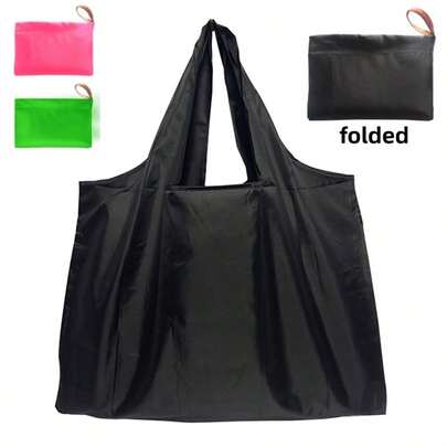 1 pieza Bolsa de compras plegable de gran capacidad y de moda, impermeable y reutilizable. Incluye una bolsa de almacenamiento portátil para un plegado y almacenamiento fáciles. Un artículo práctico e indispensable para ir de compras, ir al trabajo y actividades al aire libre.