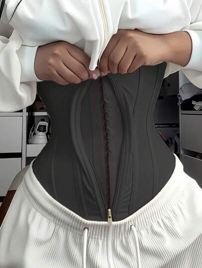 1pc Waist Trainer Belt With Zipper Girdle High Compression Body Shaper Waistband For Women Underbust Corset Latex Waist Cincher
