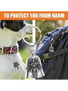 Timbre de motocicleta, timbre de protección para motociclistas, amuleto, regalo protector - Colgante de plata + llavero - Ver 4