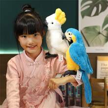 24厘米/9.44英寸逼真鹦鹉毛绒玩具 - 栩栩如生的柔软毛绒动物，适合房间装饰、儿童生日礼物、节日礼物、感恩节礼物、圣诞节礼物、情人节礼物、毕业典礼和婚礼。 - 彩色 - 查看 7