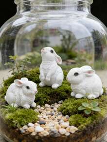 Mini Rabbit Decor, Easter Bunny, Outdoor Garden Ornament Set, Resin Rabbit Sculpture, Garden Animal Statue, Rabbit Figurine For Home Garden Easter Decoration, Best Gift - 1PC - View 1