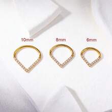 1 chiếc khuyên tai bằng thép không gỉ đính đá CZ hình giọt nước, thích hợp cho xỏ khuyên Daith, Helix, Tragus, Conch, kích cỡ 16G, dùng cho xỏ khuyên mũi. - Bạc - Xem 9