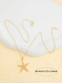 1pc Elegant Starfish Necklace, Classic Gentle Minimalist Versatile Refined Fashion Jewelry - one-size - View 6