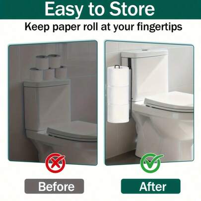 1/2 Stück schwarzer Toilettenpapierhalter ohne Kristalle - selbstklebend, kann mehrere Rollen halten, einfaches & minimalistisches Design, einfache Installation, platzsparend, langanhaltend, geeignet für Badezimmer, Küche und Zuhause