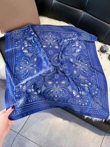 1pc Elegant Paisley Floral Print 70cm Silk-Like Square Scarf, Versatile Bandana, Waist Belt, Hair Accessory, Fashion Neckerchief Suitable For Daily Matching And Decoration,Beach,Holiday - Multicolor - View 10