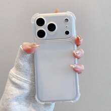 气囊防摔手机壳，磨砂半透明白色，兼容苹果 11/13/14/15/16/17、三星 Galaxy S26U/S25/24P/A56/16/26、Note 14/15/13/11 Pro，极简全包保护壳 - 無色 - 查看 1