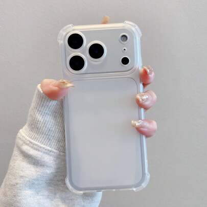 气囊防摔手机壳，磨砂半透明白色，兼容苹果 11/13/14/15/16/17、三星 Galaxy S26U/S25/24P/A56/16/26、Note 14/15/13/11 Pro，极简全包保护壳