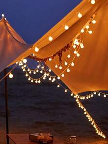 1串1.5/3/6米白色球形仙女灯，适用于房间装饰、家居装饰、墙面装饰、卧室装饰、花园装饰、露营装饰，也适用于花园、露营帐篷、派对、婚礼、生日、庭院装饰 - 小白球 - 查看 6