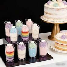 40/20/10件套透明塑料杯，斜口杯，透明布丁杯，果冻杯，冰淇淋杯，甜点杯，迷你开胃菜杯，适用于派对、婚礼、餐饮、冰淇淋、布丁和食品容器，厨房用品 - 透明10pcs - 查看 2