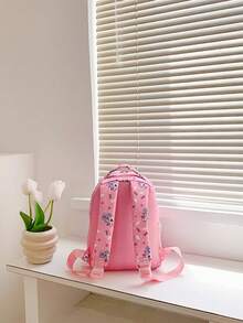 1 Stück süßer bedruckter Rucksack mit Reißverschluss & mehreren Taschen, geeignet für den täglichen Gebrauch in allen Jahreszeiten - A - Übersicht 6