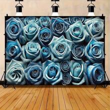 Blue Roses & Pearls Delicacy - 8x6ft Polyester Party Banner, Versatile Decor For Holidays, Home, Garden, Studio Celebrations - Vibrant Colors - 如圖所示 - 查看 4
