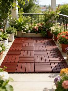 1/2/4pcs Garden Flooring, 30cm*30cm, Interlocking Stripe Pattern Tiles, Suitable For Decorating Pool, Balcony, Garden, Corridor, Water-Permeable - Vertical Stripes - View 7