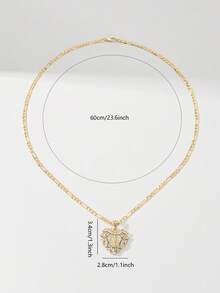 1pc Classic European & American Style Copper Inlaid Zirconia Large Vintage Gold Heart-Shaped St. Jude Protector's Light Limited Edition Pendant Necklace, Suitable For Christmas/Thanksgiving/Halloween/Mother's/Valentine's Day Gifts For Couples/Friends/Godparents, Catholic First Communion, Gifts, Daily & Holiday Wear Prayer - Yellow Gold - View 7