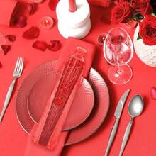 24 Pcs Large Folding Hand Fans for Line Dancing Fan with Bag Clapping Popping Raves Fans Bulk for Wedding EDM Club Party Decoration Red - Rojo - Ver 6