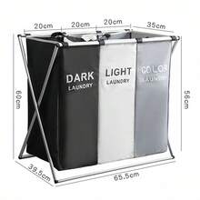 Multifunctional 3-Tier Folding Laundry Basket For Home Storage - 3 Divisórias - View 7