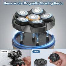 Navalha Elétrica Sem Fio Uso com Lâmina e Motor Removíveis, Aparador de Cabeça Magnética Adequado para Barbear Cabeça - Azul Royal - Visão 3