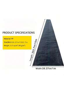 Tela de barrera negra - Tela de barrera de plástico, adecuada para herramientas de jardinería y cuidado del césped, barrera - Tela antimaleza - Ver 10