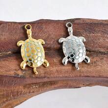 Mặt dây chuyền hình rùa biển nhỏ giọt dầu màu xanh dương, mạ điện, làm từ thép không gỉ 304, kèm phụ kiện trang sức DIY (1 cái/2 cái/3 cái), phụ kiện trang sức DIY hình rùa. - Hình ảnh - Xem 9