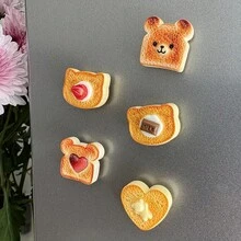 5 pezzi Calamite da frigo in resina a forma di toast cartoni animati, calamite creative, calamite decorative carine, adatte per frigorifero in cucina e ufficio - 5Pcs - Visualizzare 3