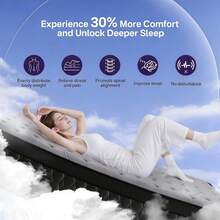 12/14 Inch Gel Memory Foam Mattress Hybrid Pocket Spring Twin Full Queen King Bed Mattress In A Box, Euro Top Medium Firm For Back & Lumbar Support, Individual Pocket Spring Bed For Motion Isolation & Fiberglass Free - 黑色 - 查看 3