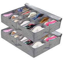 Bộ 2 túi đựng giày bền chắc đặt dưới gầm giường, chứa được đến 12 đôi, giải pháp sắp xếp giày dép dưới gầm giường với cửa sổ trong suốt, thông thoáng tốt. - Nhiều màu - Xem 14