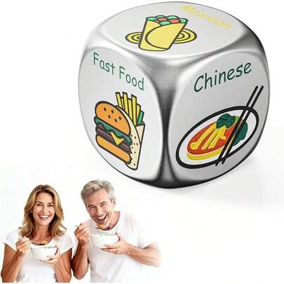 1Pc Meal Decision Dice, Fun Food Selection Toy For Couples And Roommates, Perfect Stocking Fillers For Adult Men And Women, Excellent For Holiday Swap Games, Anniversary And Valentine's Day