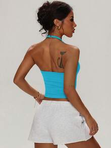 Áo tank top yoga nữ, áo thể thao không tay, mềm mại, thoáng khí, thích hợp cho tập luyện thể dục, tập gym, chạy bộ. - Màu xanh lam - Xem 3