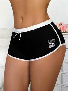 女士休闲简约针织平角内裤 - 黑色 - 查看 1