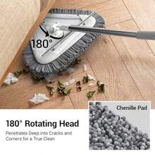 7-In-1 Triangle Mop Set With 7 Replaceable Heads And Adjustable Long Handle For Walls Floors Windows Baseboards White - Trắng - Xem 5