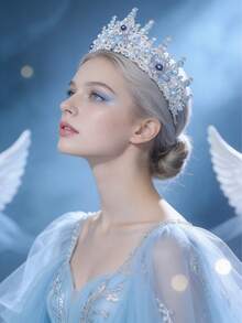 1 chiếc vương miện hoa đính đá sang trọng dành cho nữ, phụ kiện đội đầu cô dâu trong đám cưới, phụ kiện tóc dự tiệc/sự kiện. - Nhiều màu - Xem 2