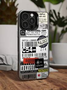 1个适用于苹果13/14 Pro Max/11的透明黑色IMD材质手机壳，带摄像头开孔和个性化标签图案，防水、防震、防摔、防刮花 - 白色 - 查看 1