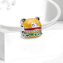 1 mặt dây chuyền hình gấu và bánh hamburger bằng bạc sterling 925, thích hợp để tự làm trang sức, trang trí trang phục hàng ngày, quà tặng cho nữ. - Con gấu - Xem 4