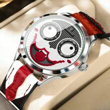 POEDAGAR 男士嘻哈休闲小丑造型个性化石英表，表盘设计独特新颖 - 白色 - 查看 11