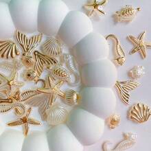 20g/50g Pulsera con cuentas de la serie oceánica | Estilo de resina con diseño de concha, caracol, caballito de mar, estrella de cinco puntas. Adecuado para la fabricación de joyas, accesorios para el cabello, fundas de teléfono - Ideal para el Año Nuevo chino, el Carnaval, eventos universitarios - Multicolor - Ver 4